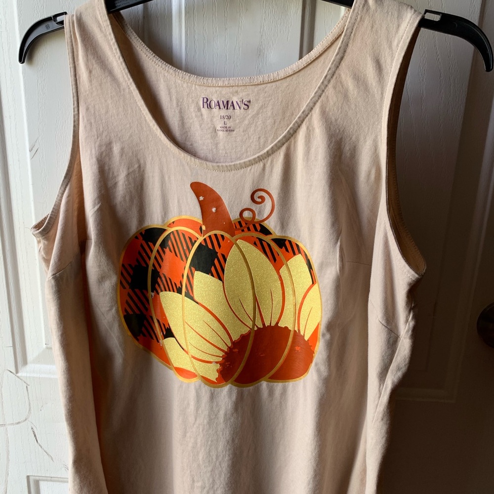 Tan sleeveless tank top pumpkin